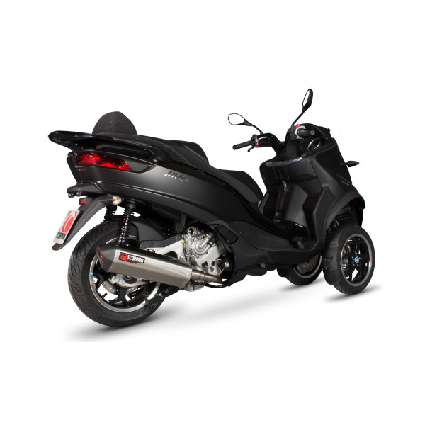 Scorpion Exhaust Piaggio MP3 400 / MP3 400 LT (2008-13), MP3 500 / MP3 500 LT (2008-16)  -  Serket Parallel Slip-on Brushed Stainless Steel Sleeve